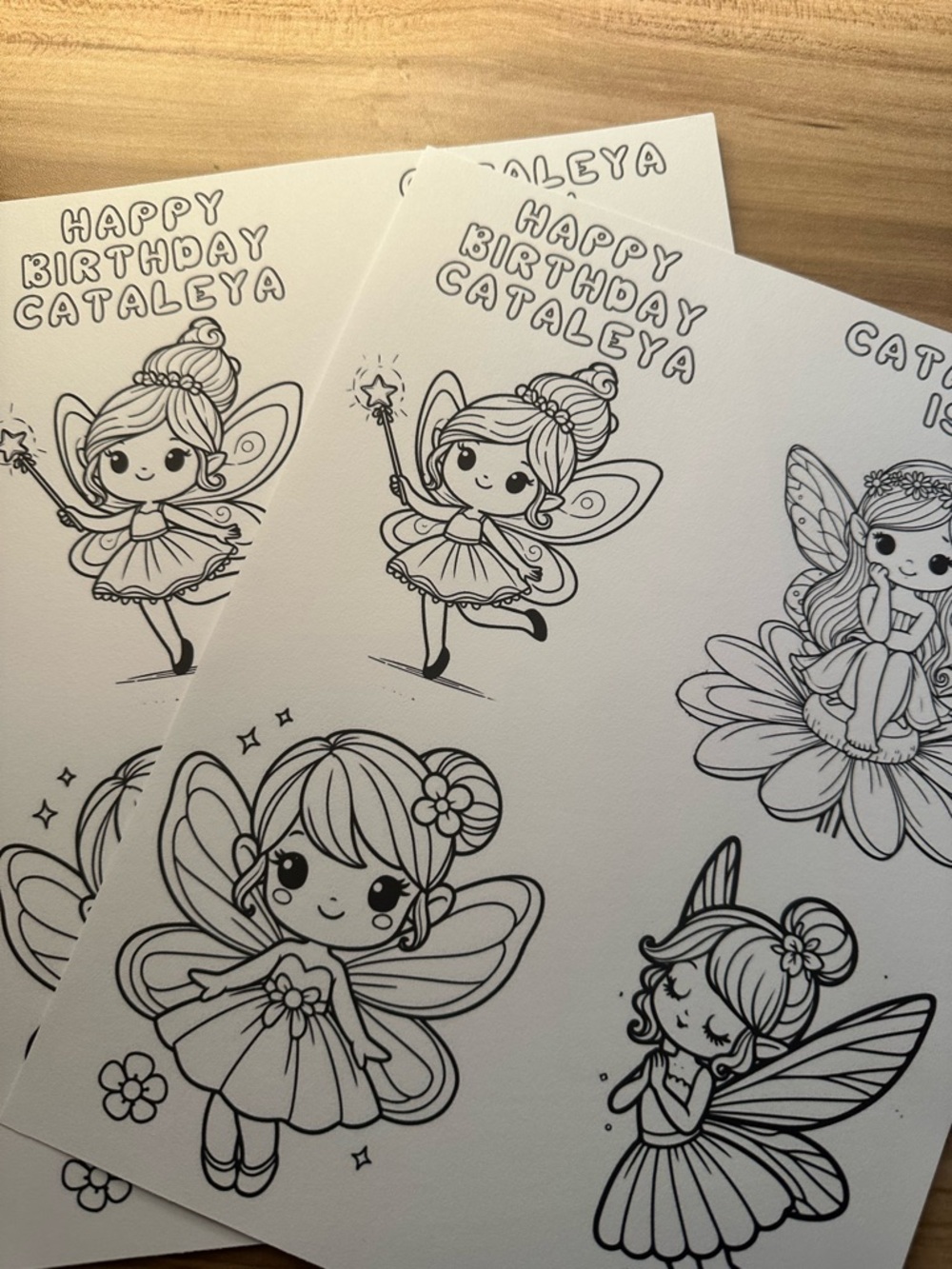 Fairy Coloring Pages - Black & White Birthday Set customizable